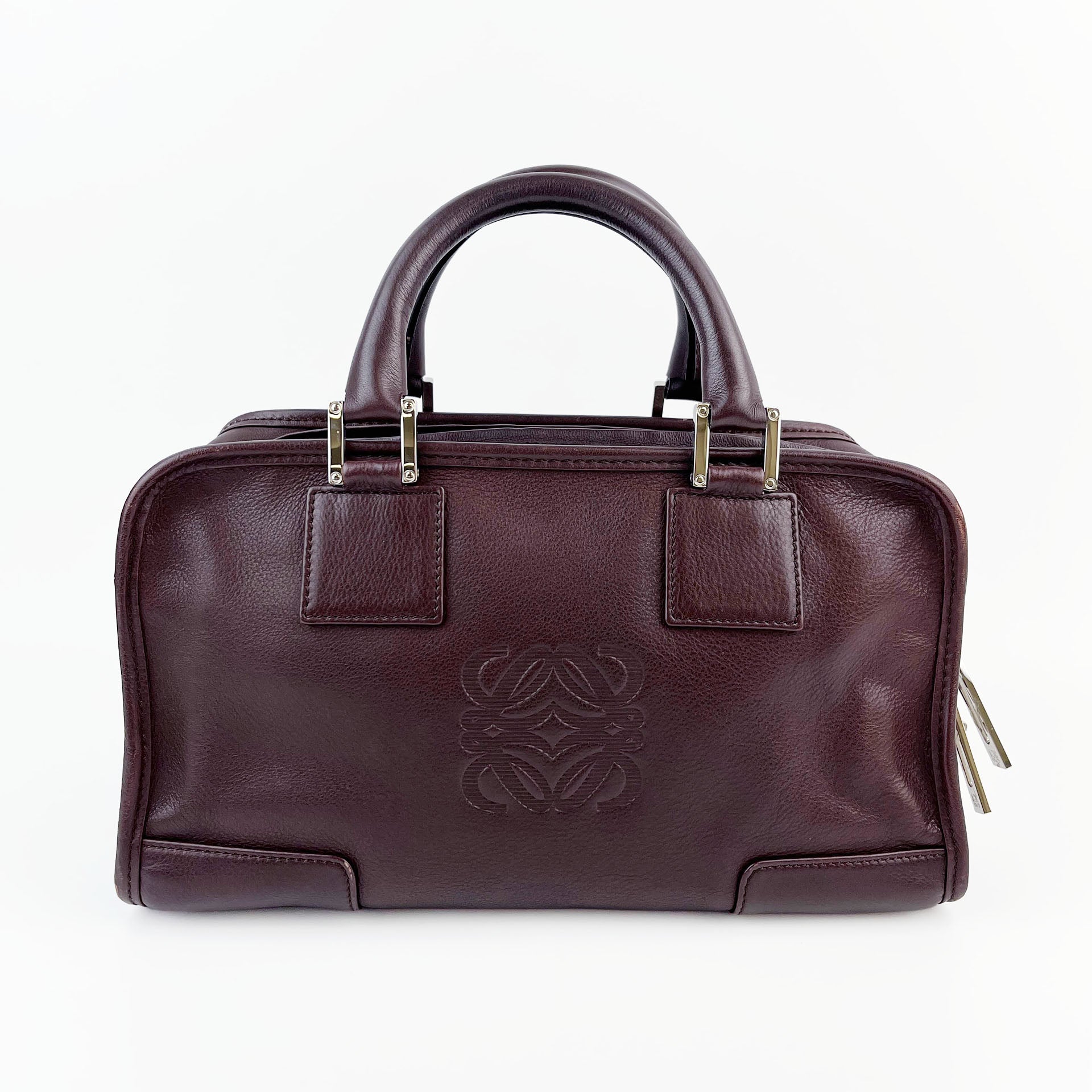 LOEWE ロエベ アマソナ28 ハンドバッグ アナグラム ブラウン レザー ヴィンテージ レディース 【中古】