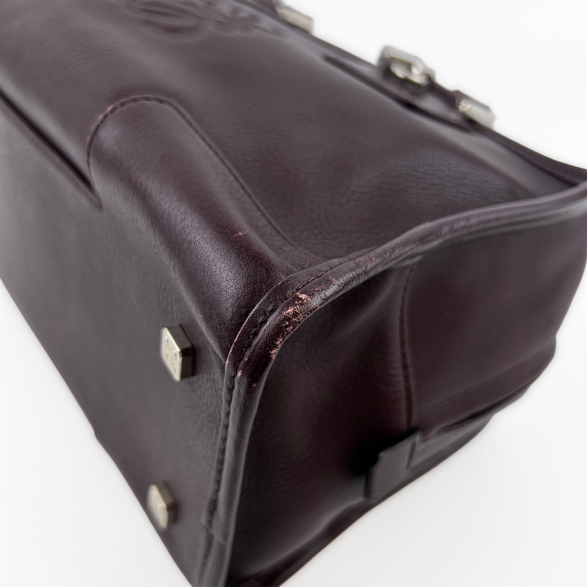 LOEWE ロエベ アマソナ28 ハンドバッグ アナグラム ブラウン レザー ヴィンテージ レディース 【中古】