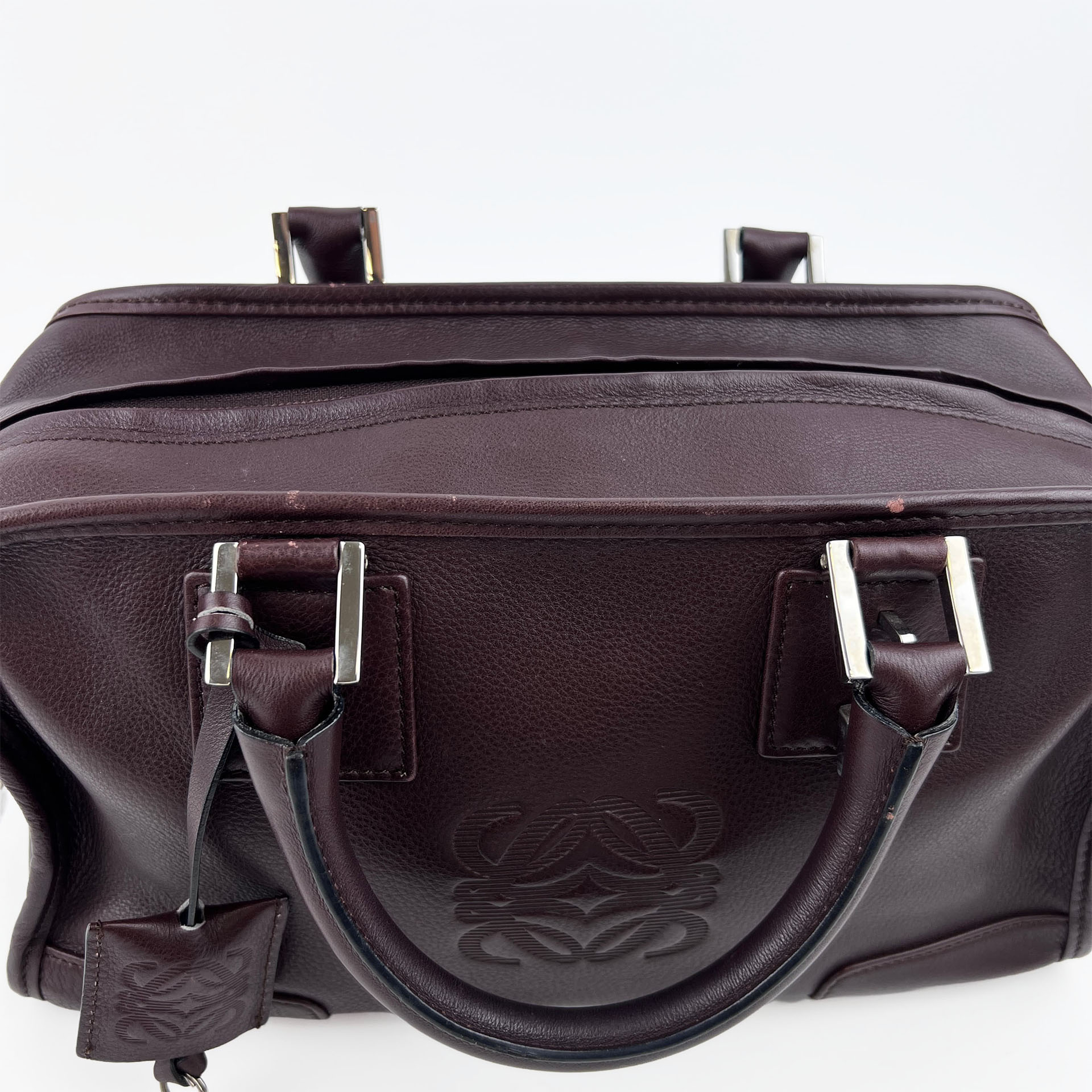 LOEWE ロエベ アマソナ28 ハンドバッグ アナグラム ブラウン レザー ヴィンテージ レディース 【中古】