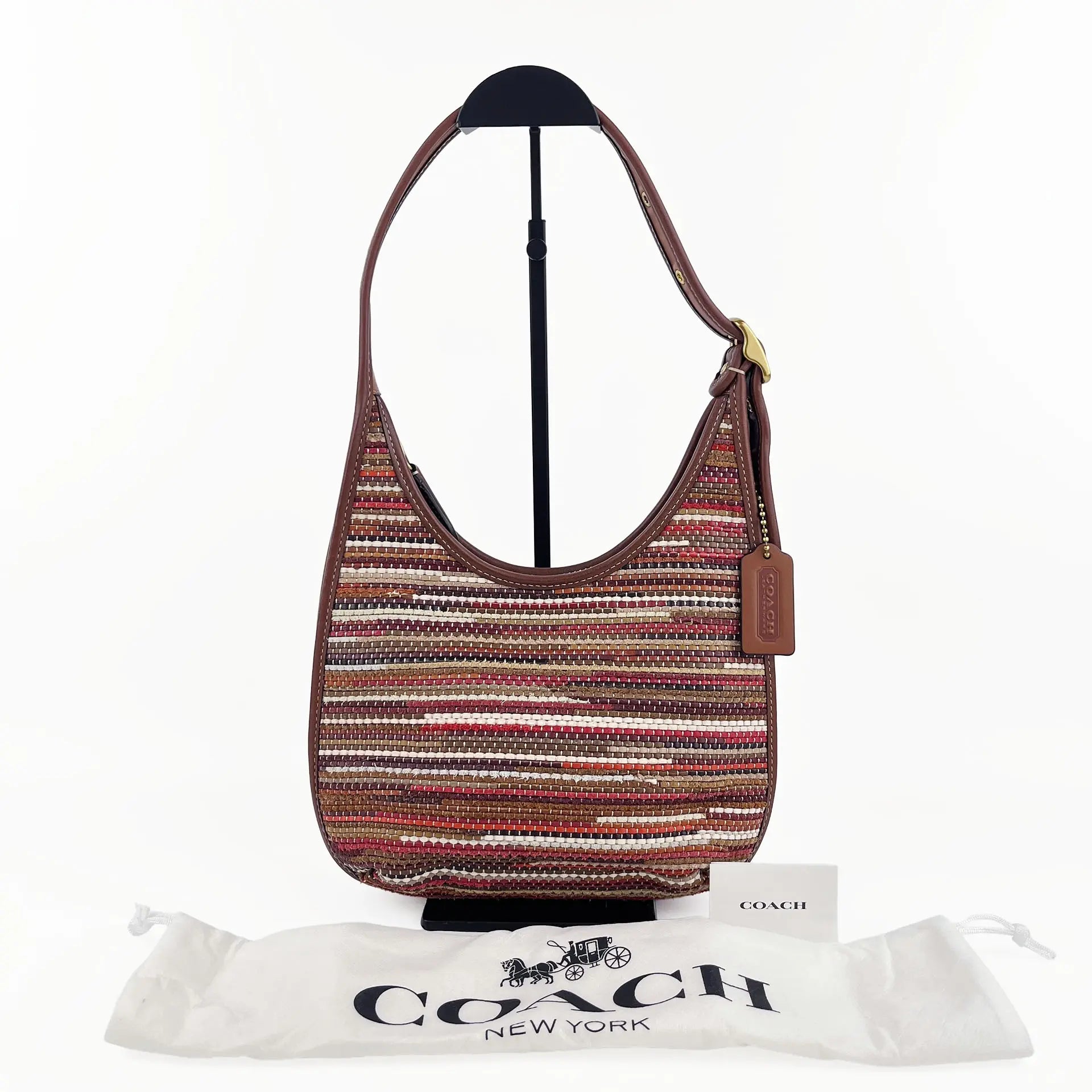 COACH コーチ アップサイクル ウーブン エルゴ C3856 ワンショルダー バッグ マルチカラー ブラウン レザー レディース 【中古】