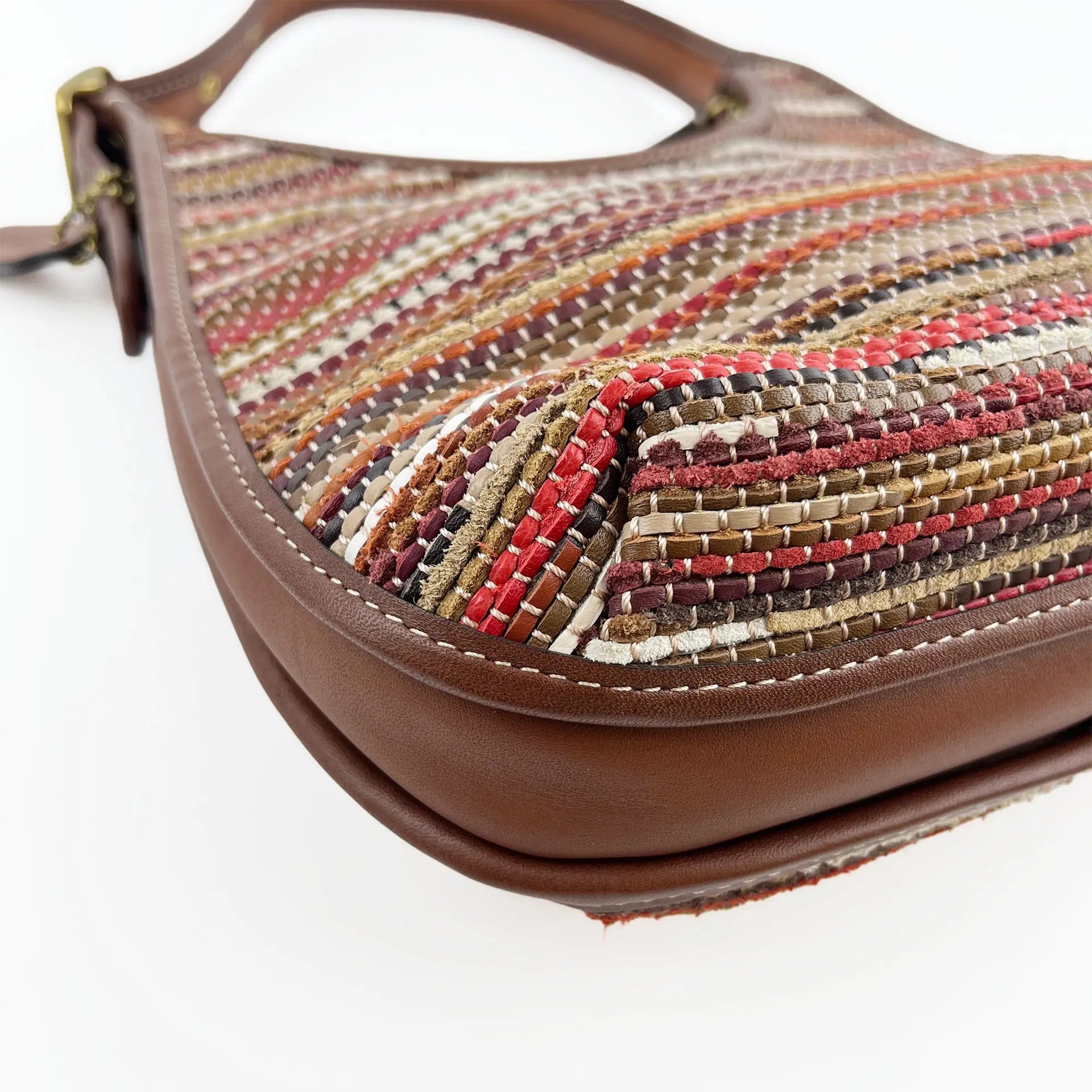 COACH コーチ アップサイクル ウーブン エルゴ C3856 ワンショルダー バッグ マルチカラー ブラウン レザー レディース 【中古】