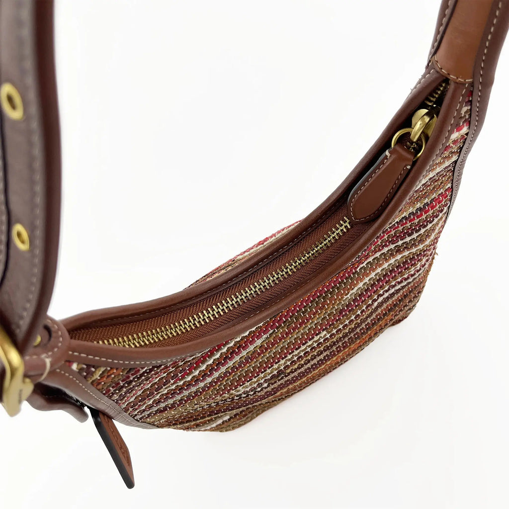 COACH コーチ アップサイクル ウーブン エルゴ C3856 ワンショルダー バッグ マルチカラー ブラウン レザー レディース 【中古】
