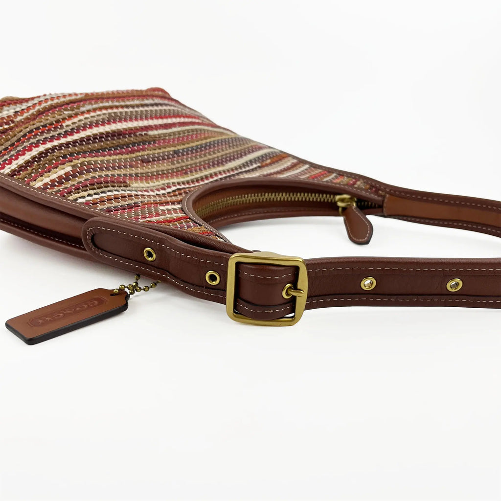 COACH コーチ アップサイクル ウーブン エルゴ C3856 ワンショルダー バッグ マルチカラー ブラウン レザー レディース 【中古】