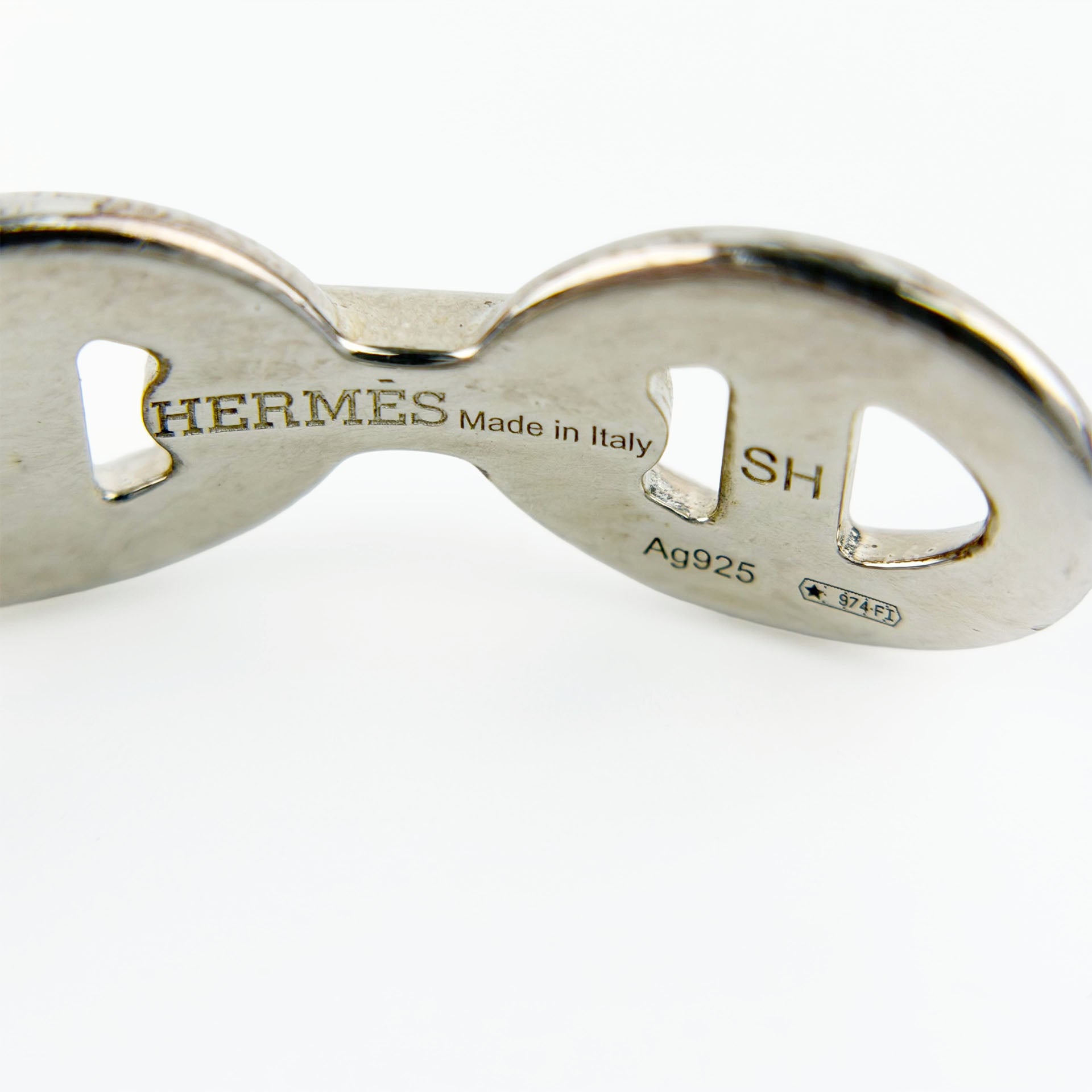 HERMES エルメス シェーヌダンクル アンシェネ バングル ブレスレット SH Ag 925 シルバー ヴィンテージ レディース 【中古】