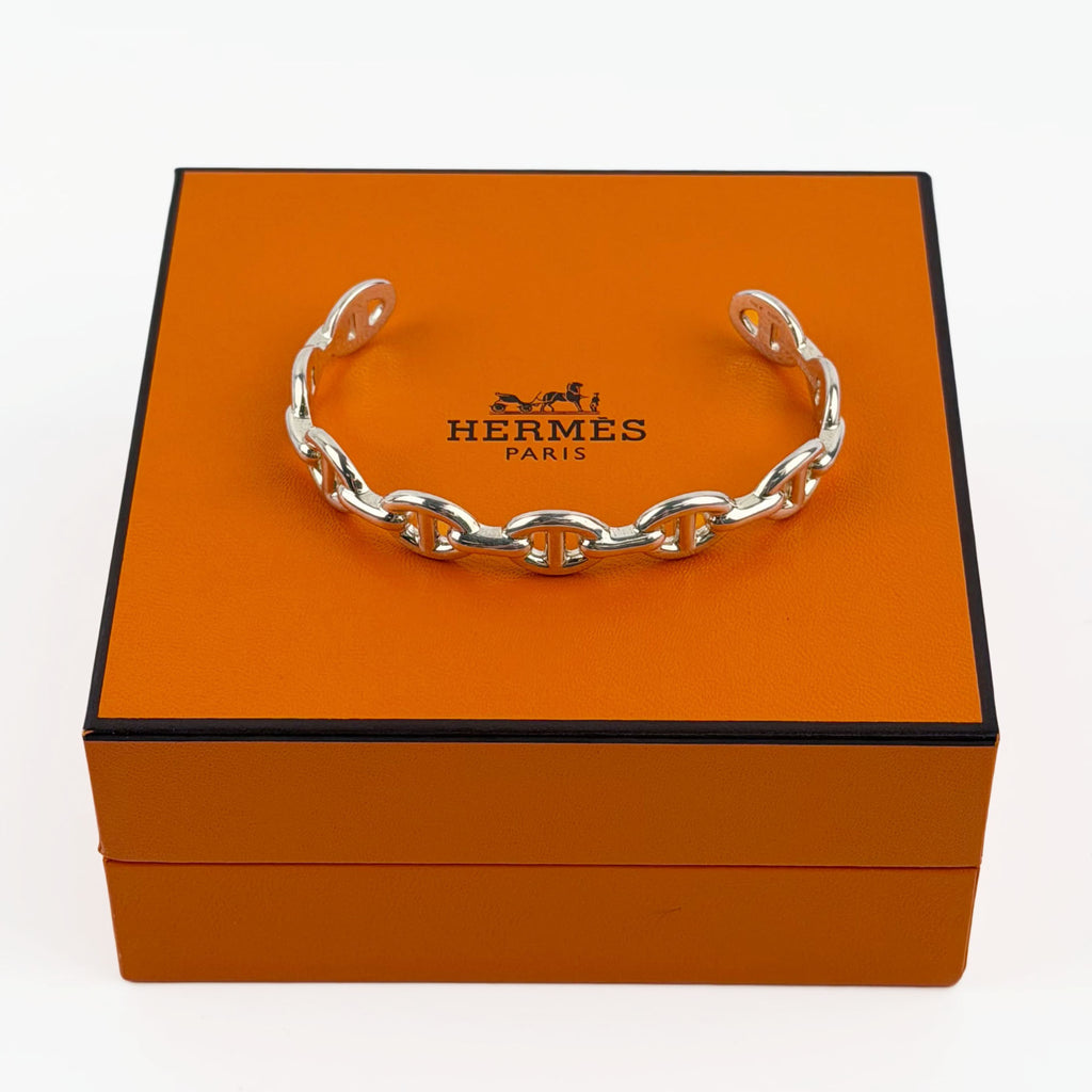 HERMES エルメス シェーヌダンクル アンシェネ バングル ブレスレット SH Ag 925 シルバー ヴィンテージ レディース 【中古】