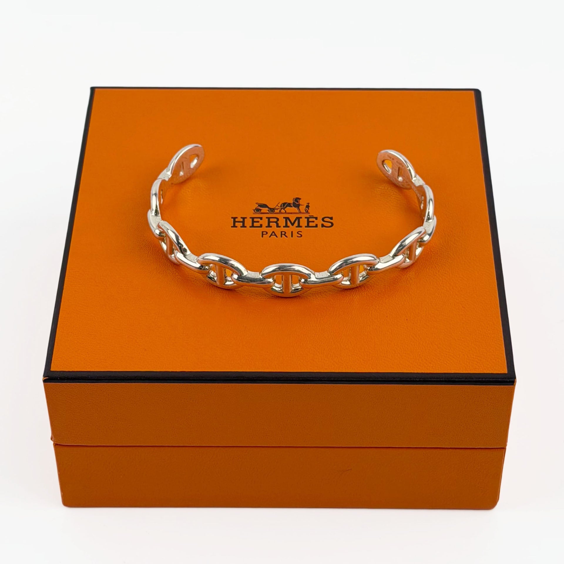 HERMES エルメス シェーヌダンクル アンシェネ バングル ブレスレット SH Ag 925 シルバー ヴィンテージ レディース 【中古】
