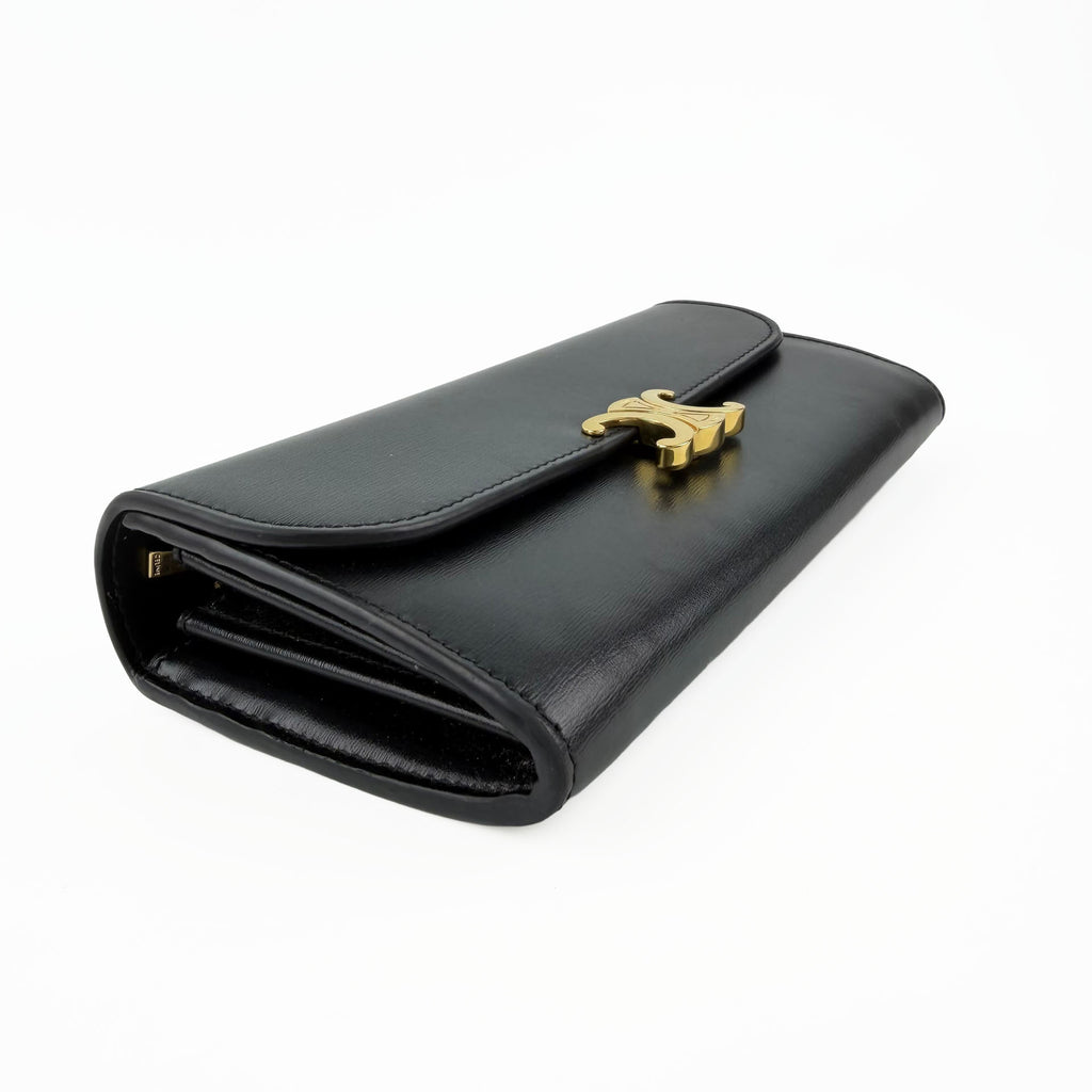 CELINE セリーヌ トリオンフ 財布 ブラック レザー ヴィンテージ レディース 【中古】