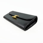 CELINE セリーヌ トリオンフ 財布 ブラック レザー ヴィンテージ レディース 【中古】