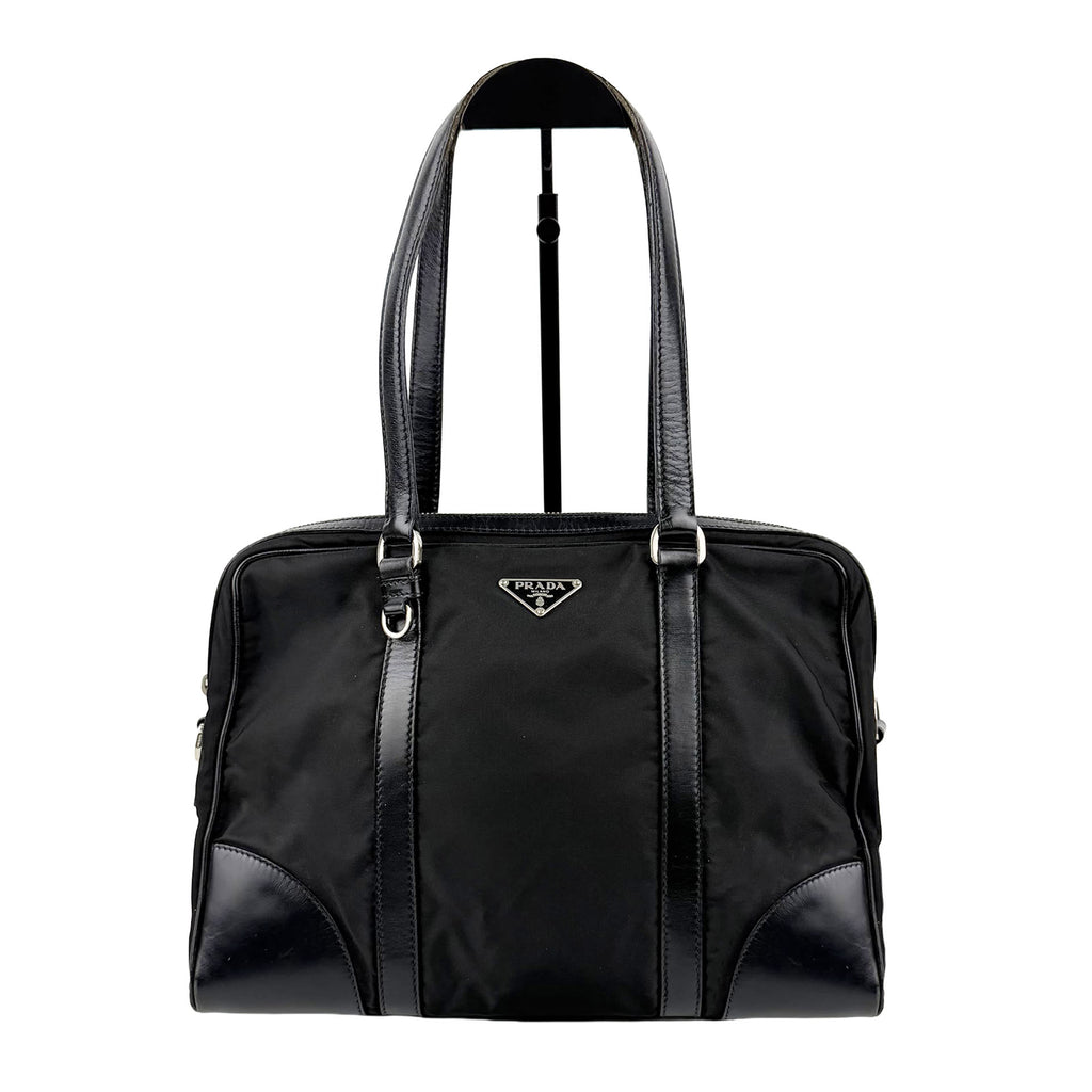 PRADA プラダ ショルダーバッグ ブラック ナイロン レザー ヴィンテージ レディース 【中古】