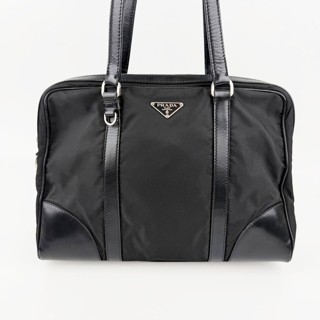 PRADA プラダ ショルダーバッグ ブラック ナイロン レザー ヴィンテージ レディース 【中古】