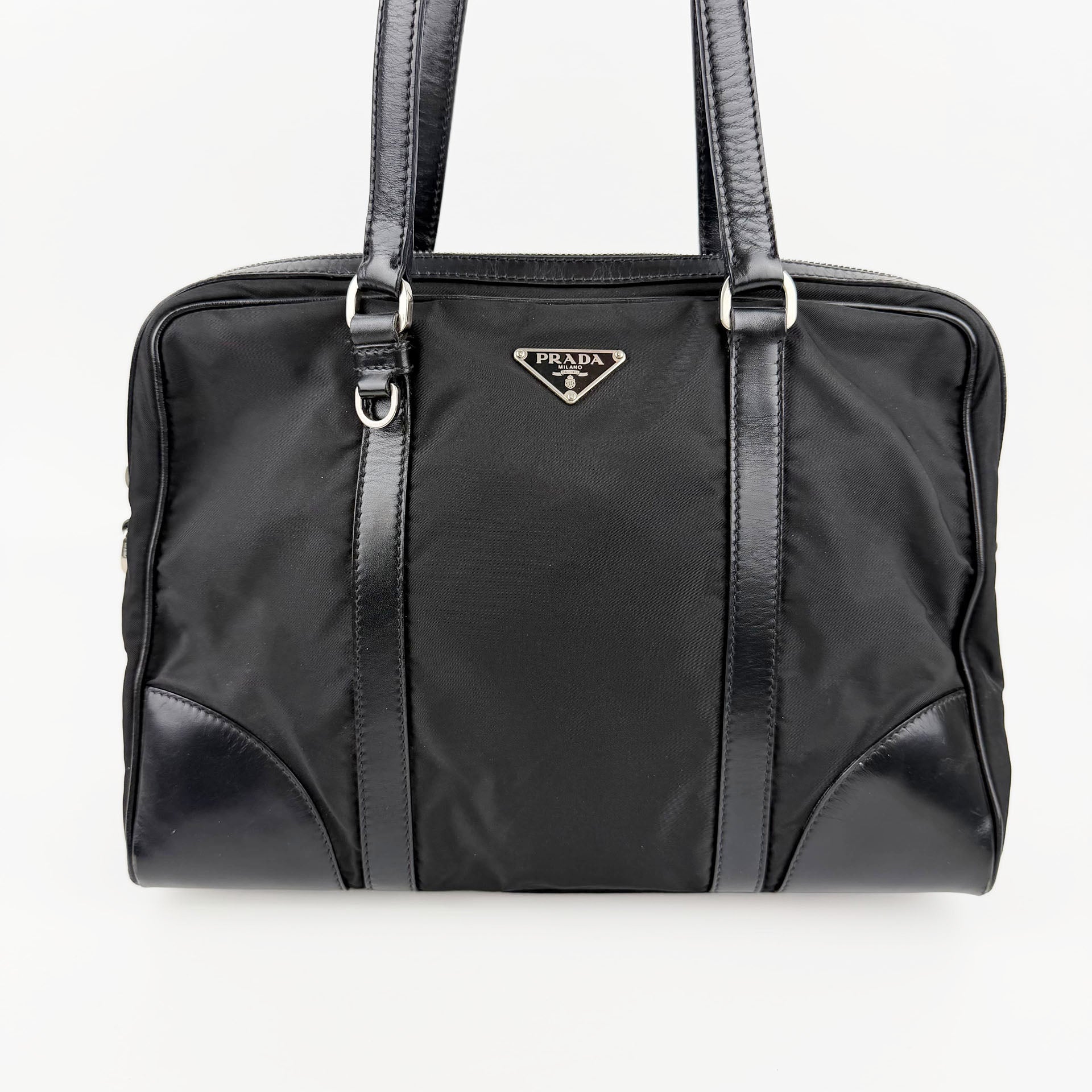 PRADA プラダ ショルダーバッグ ブラック ナイロン レザー ヴィンテージ レディース 【中古】