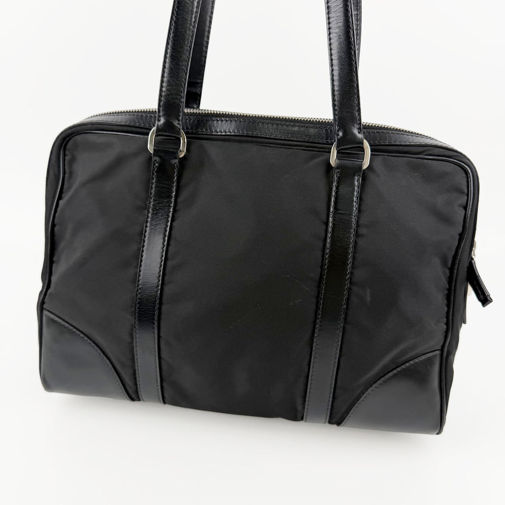 PRADA プラダ ショルダーバッグ ブラック ナイロン レザー ヴィンテージ レディース 【中古】