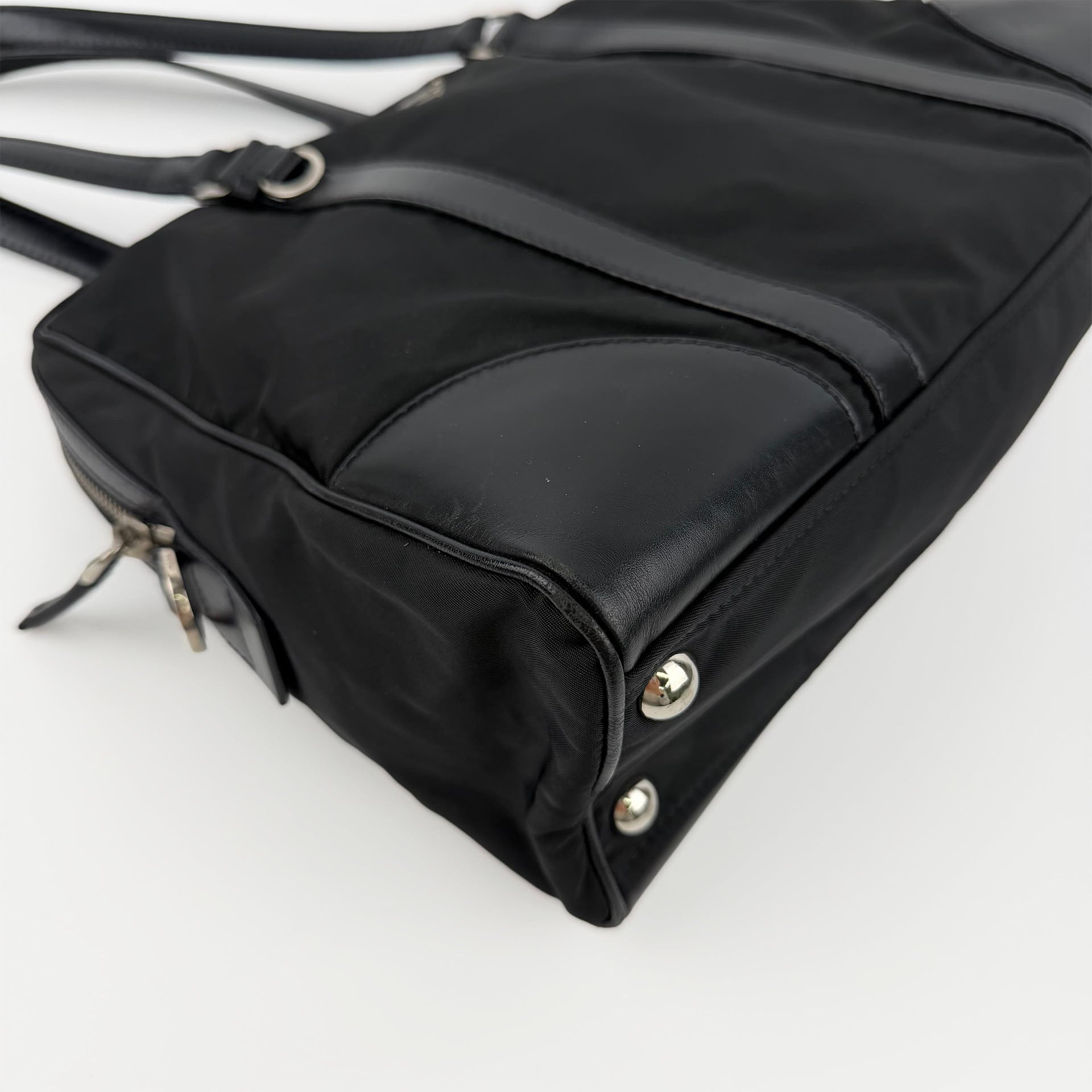 PRADA プラダ ショルダーバッグ ブラック ナイロン レザー ヴィンテージ レディース 【中古】