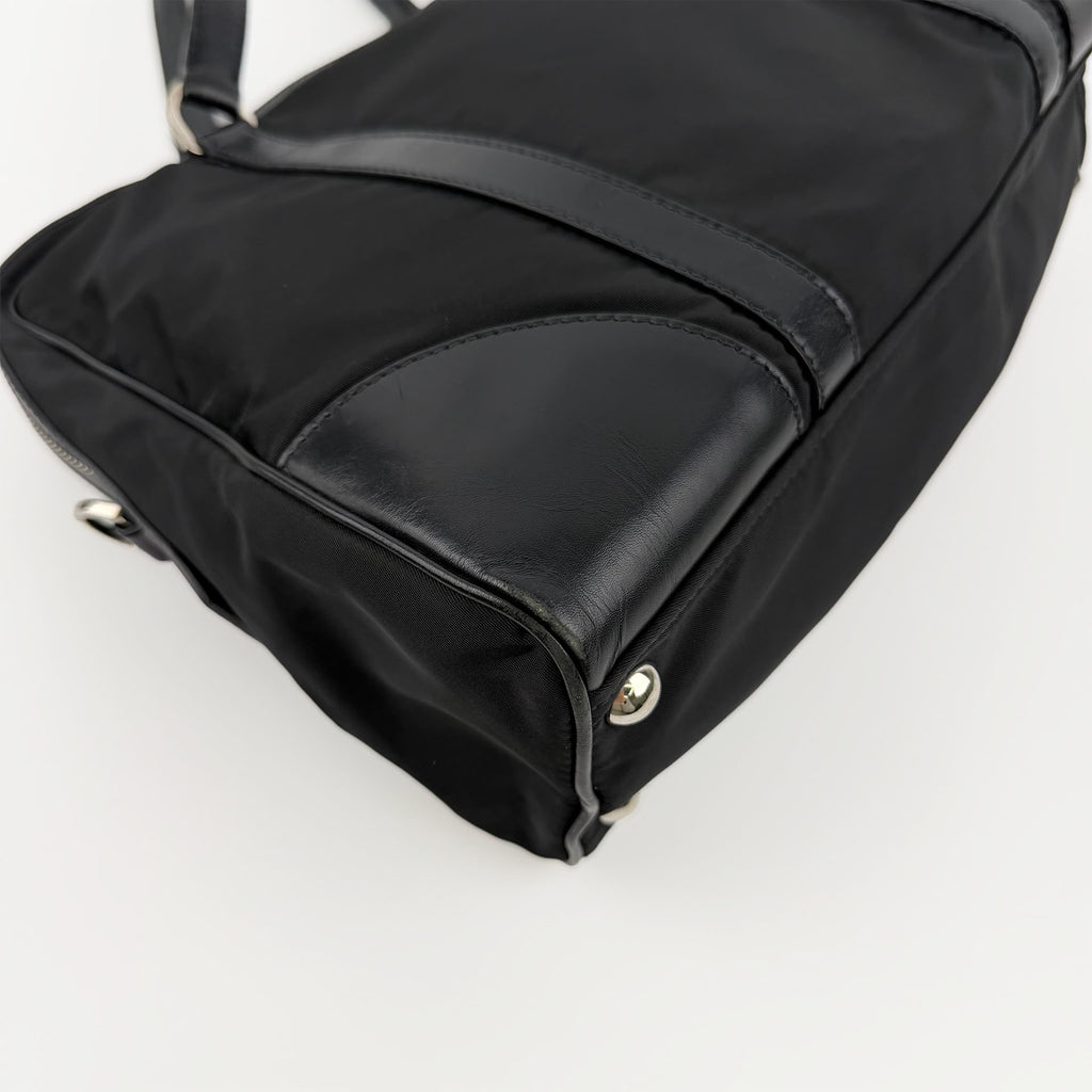 PRADA プラダ ショルダーバッグ ブラック ナイロン レザー ヴィンテージ レディース 【中古】