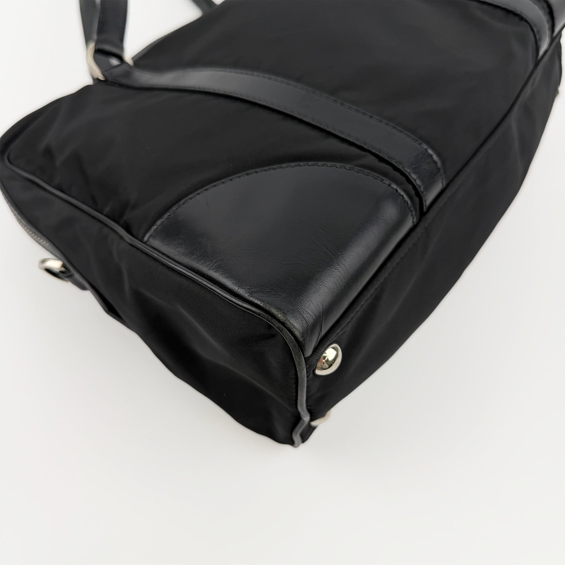 PRADA プラダ ショルダーバッグ ブラック ナイロン レザー ヴィンテージ レディース 【中古】