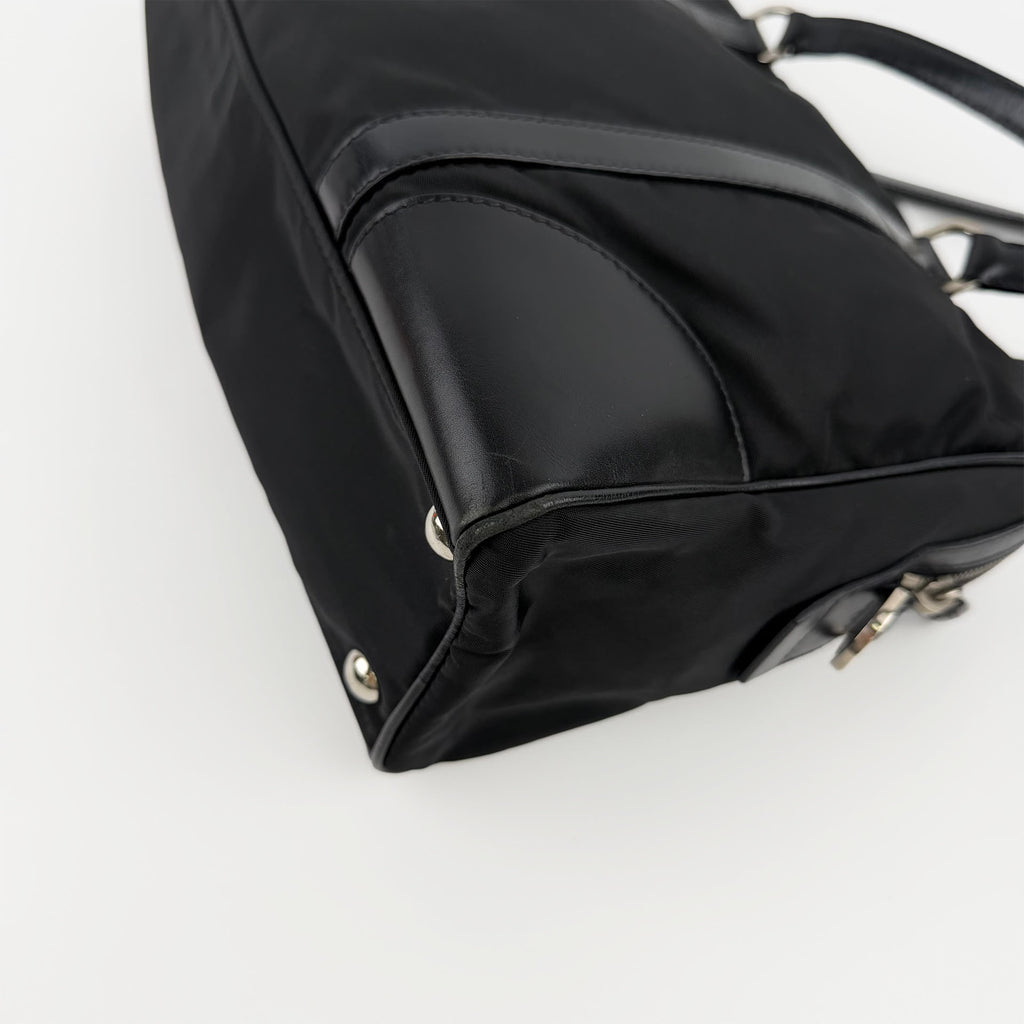 PRADA プラダ ショルダーバッグ ブラック ナイロン レザー ヴィンテージ レディース 【中古】