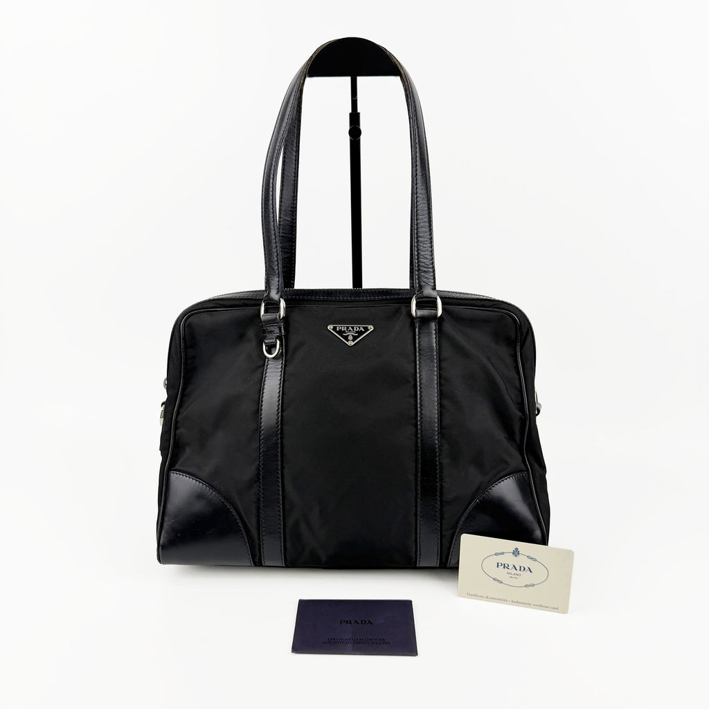 PRADA プラダ ショルダーバッグ ブラック ナイロン レザー ヴィンテージ レディース 【中古】