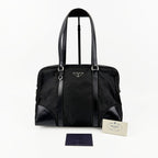 PRADA プラダ ショルダーバッグ ブラック ナイロン レザー ヴィンテージ レディース 【中古】