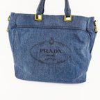 PRADA プラダ カナパ トートバッグ ショルダーバッグ デニム ブルー ヴィンテージ レディース 【中古】