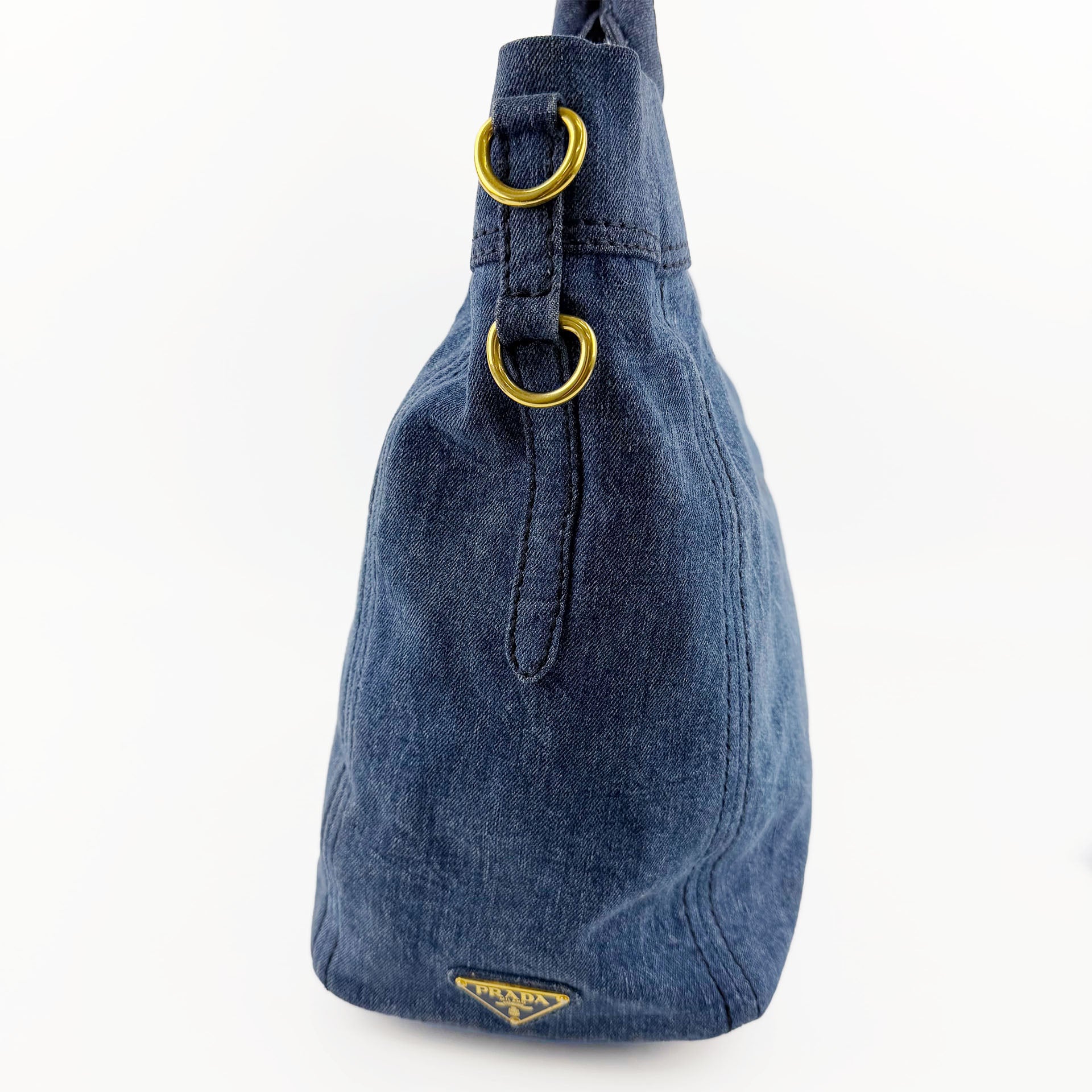 PRADA プラダ カナパ トートバッグ ショルダーバッグ デニム ブルー ヴィンテージ レディース 【中古】