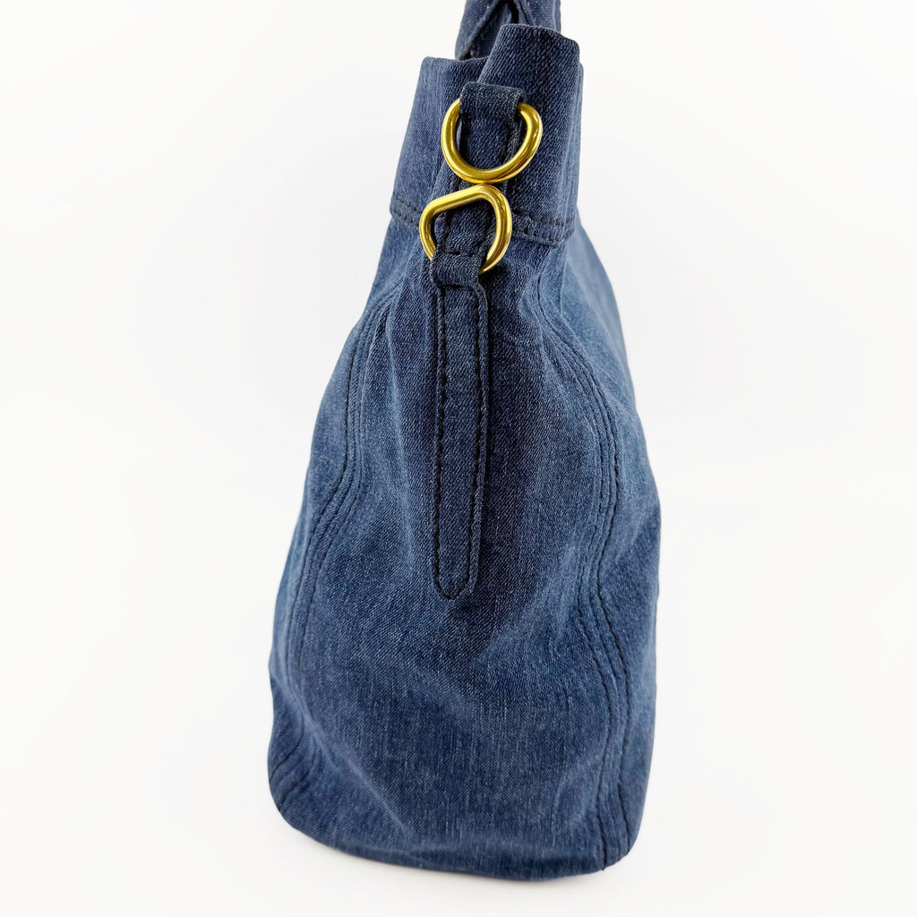 PRADA プラダ カナパ トートバッグ ショルダーバッグ デニム ブルー ヴィンテージ レディース 【中古】