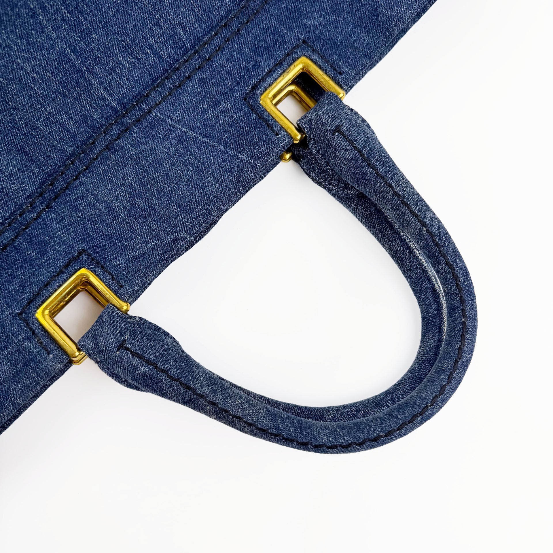 PRADA プラダ カナパ トートバッグ ショルダーバッグ デニム ブルー ヴィンテージ レディース 【中古】