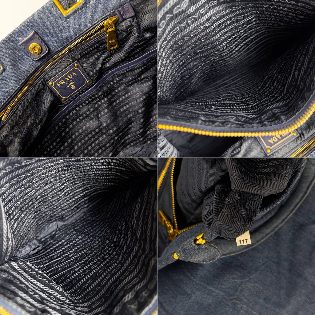 PRADA プラダ カナパ トートバッグ ショルダーバッグ デニム ブルー ヴィンテージ レディース 【中古】