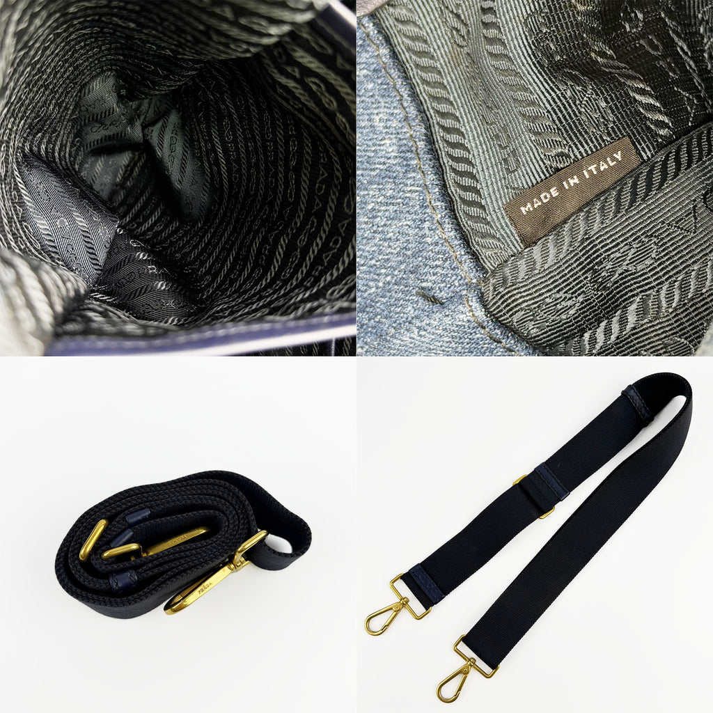 PRADA プラダ カナパ トートバッグ ショルダーバッグ デニム ブルー ヴィンテージ レディース 【中古】