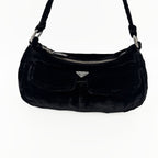 PRADA プラダ ショルダーバッグ ブラック ベルベット ヴィンテージ レディース 【中古】