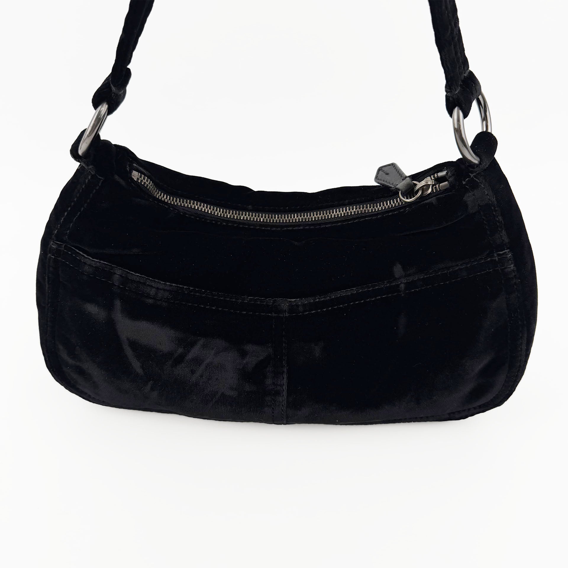 PRADA プラダ ショルダーバッグ ブラック ベルベット ヴィンテージ レディース 【中古】