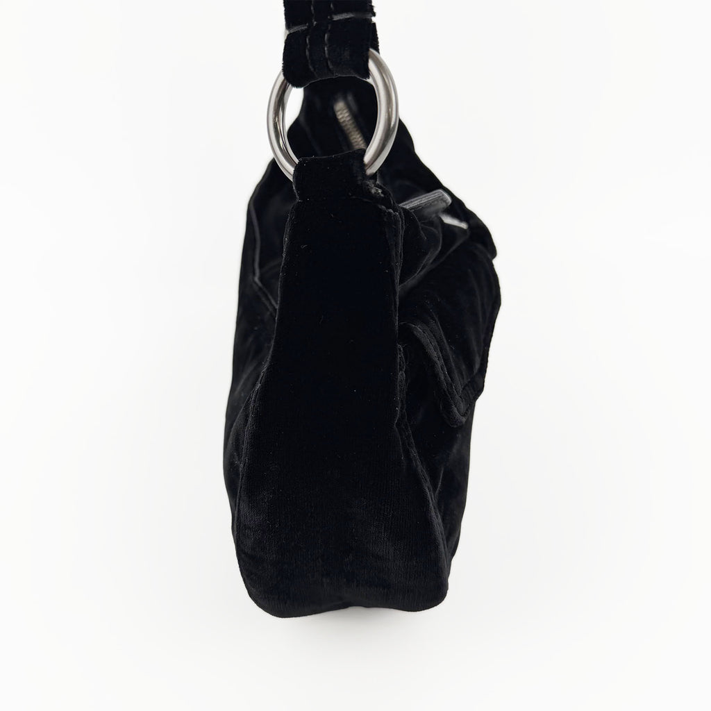PRADA プラダ ショルダーバッグ ブラック ベルベット ヴィンテージ レディース 【中古】