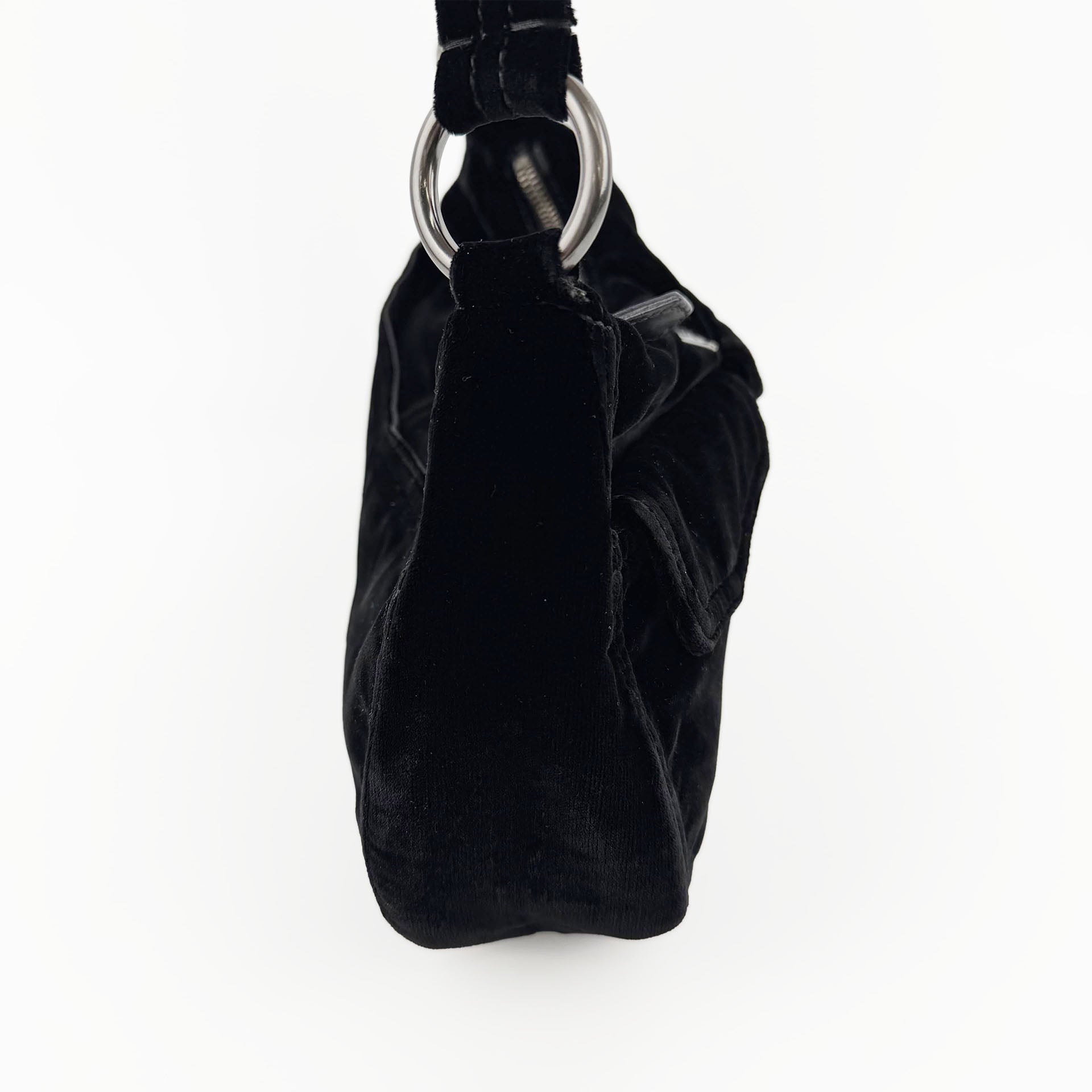 PRADA プラダ ショルダーバッグ ブラック ベルベット ヴィンテージ レディース 【中古】