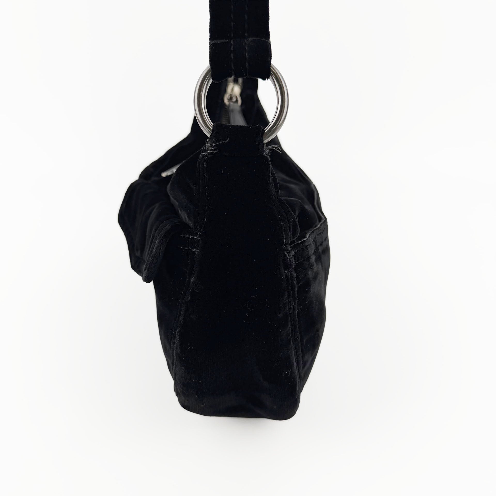 PRADA プラダ ショルダーバッグ ブラック ベルベット ヴィンテージ レディース 【中古】