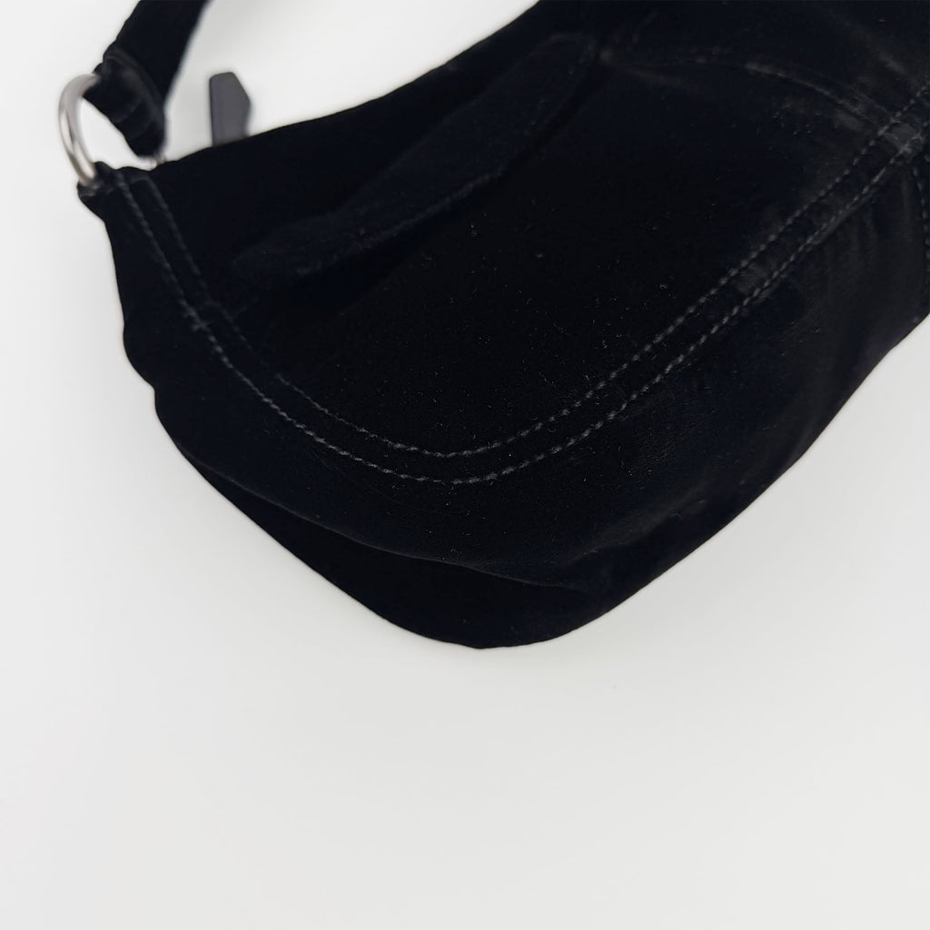 PRADA プラダ ショルダーバッグ ブラック ベルベット ヴィンテージ レディース 【中古】