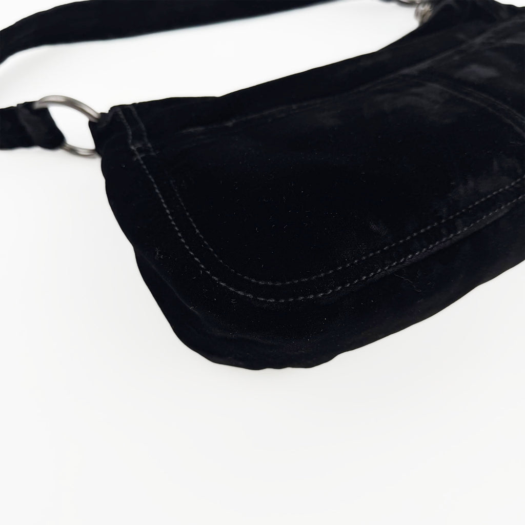 PRADA プラダ ショルダーバッグ ブラック ベルベット ヴィンテージ レディース 【中古】