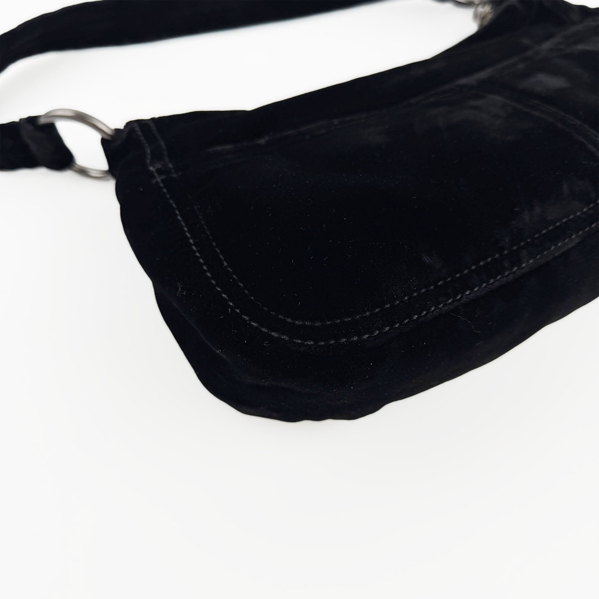 PRADA プラダ ショルダーバッグ ブラック ベルベット ヴィンテージ レディース 【中古】