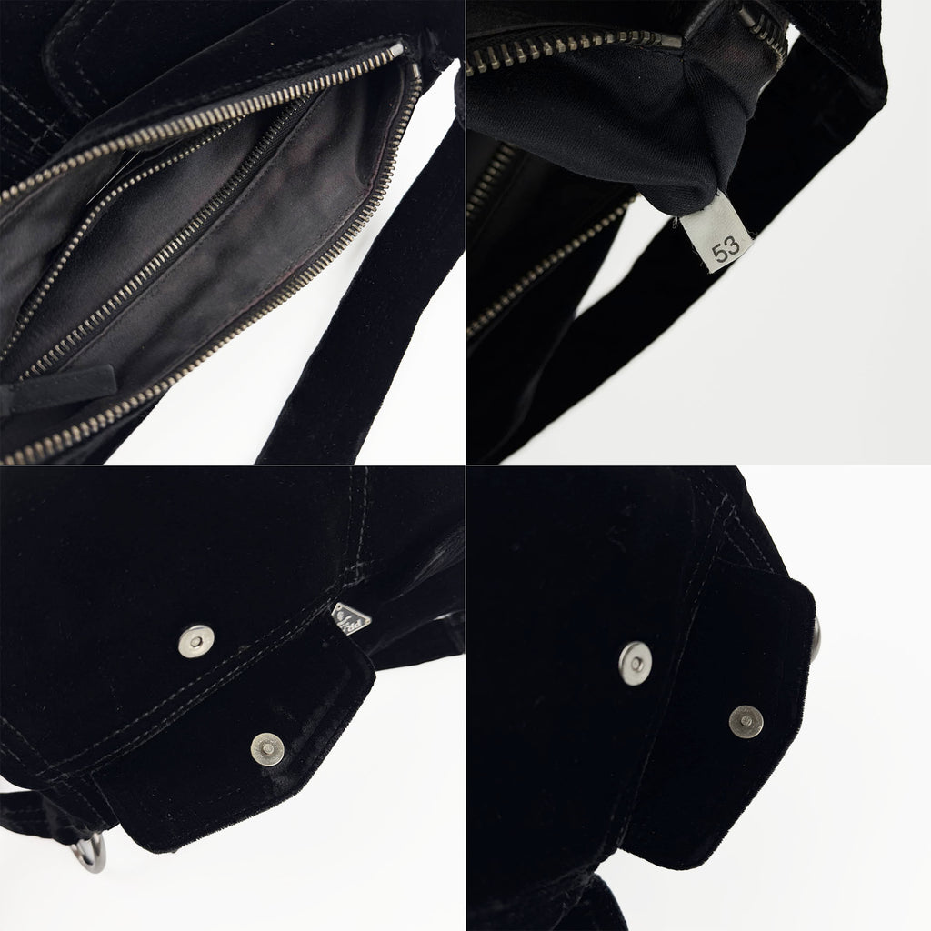 PRADA プラダ ショルダーバッグ ブラック ベルベット ヴィンテージ レディース 【中古】