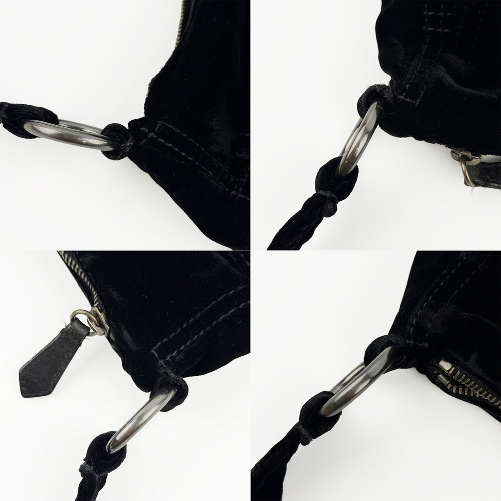 PRADA プラダ ショルダーバッグ ブラック ベルベット ヴィンテージ レディース 【中古】
