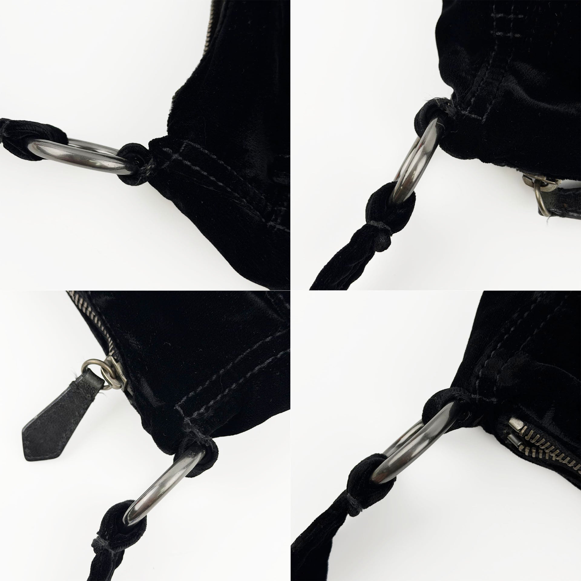 PRADA プラダ ショルダーバッグ ブラック ベルベット ヴィンテージ レディース 【中古】