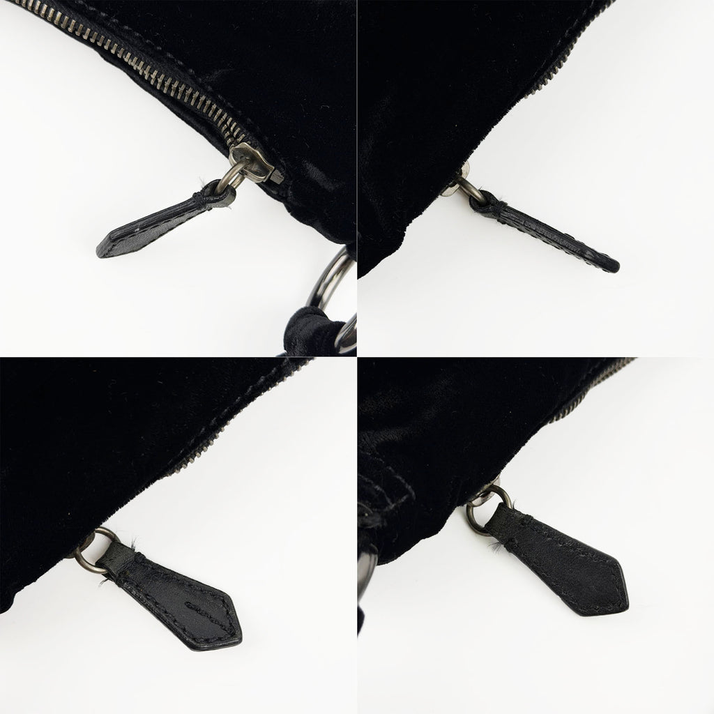 PRADA プラダ ショルダーバッグ ブラック ベルベット ヴィンテージ レディース 【中古】