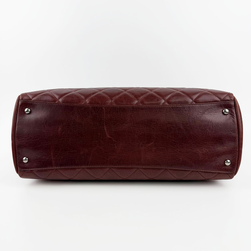 CHANEL シャネル ココマーク マトラッセ チェーントートバッグ ショルダーバッグ レッド レザー 20番台 ヴィンテージ レディース 【中古】