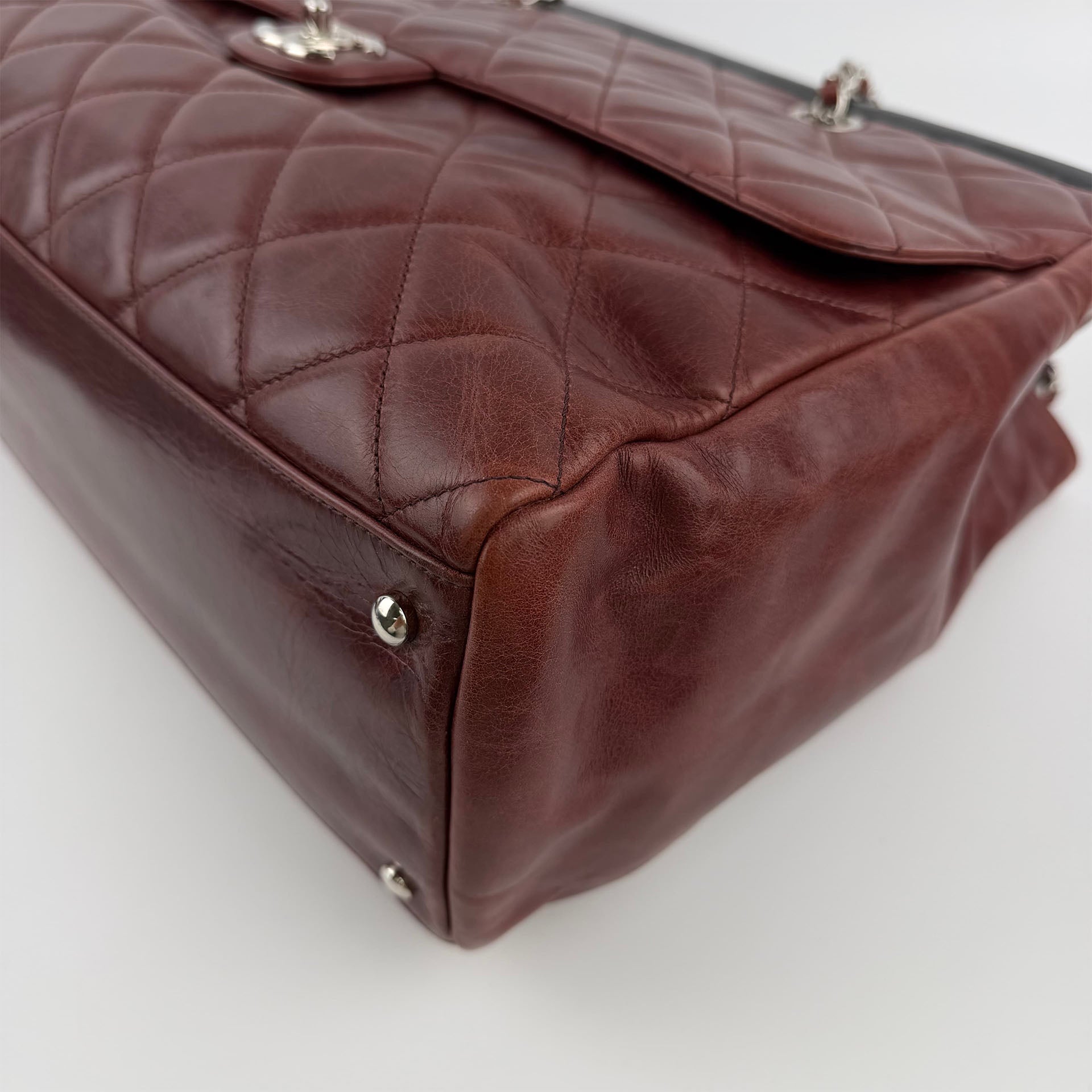 CHANEL シャネル ココマーク マトラッセ チェーントートバッグ ショルダーバッグ レッド レザー 20番台 ヴィンテージ レディース 【中古】
