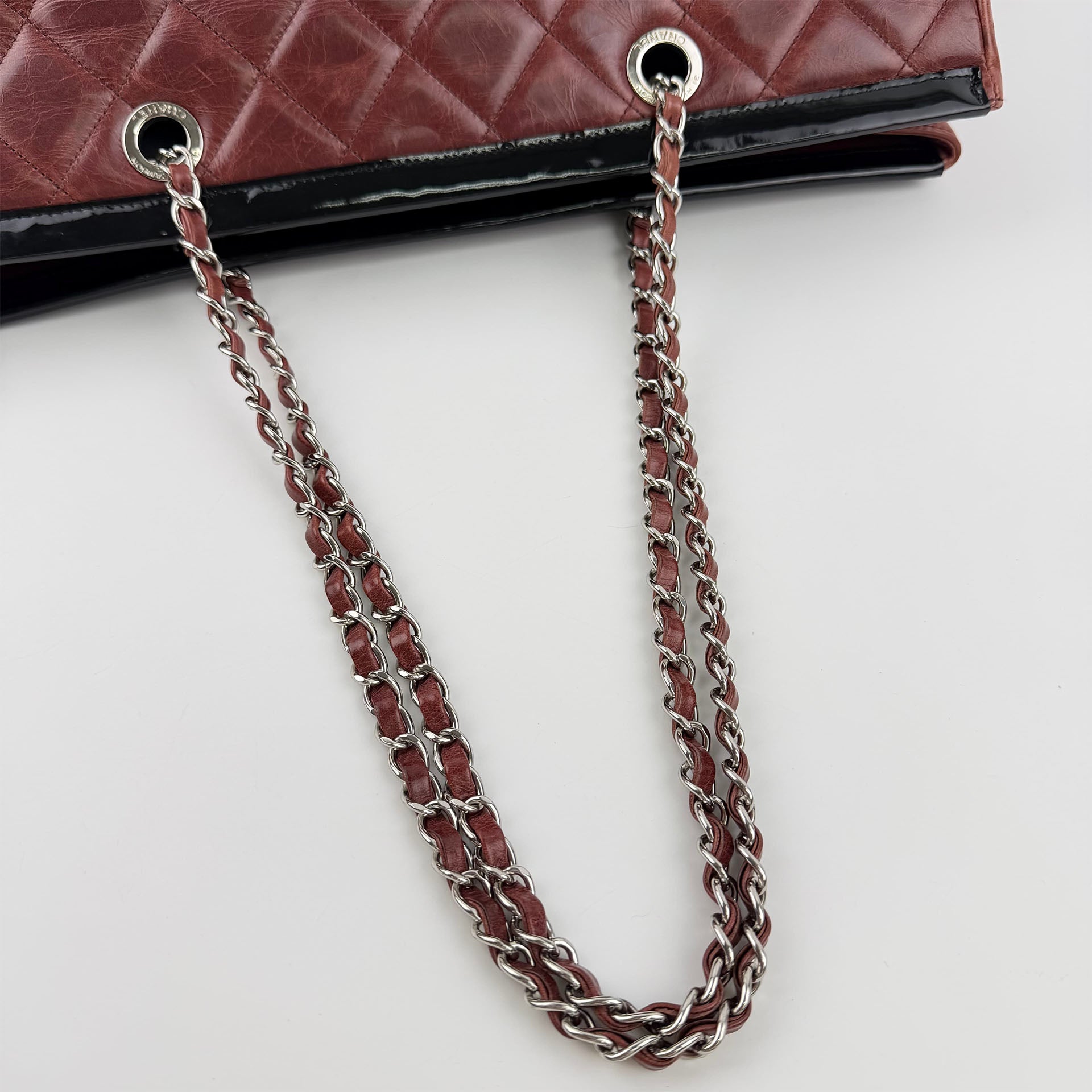 CHANEL シャネル ココマーク マトラッセ チェーントートバッグ ショルダーバッグ レッド レザー 20番台 ヴィンテージ レディース 【中古】