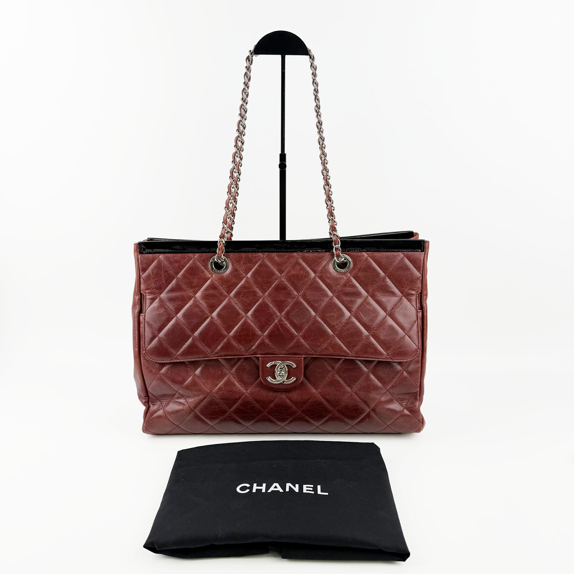 CHANEL シャネル ココマーク マトラッセ チェーントートバッグ ショルダーバッグ レッド レザー 20番台 ヴィンテージ レディース 【中古】