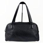 Bottega Veneta ボッテガヴェネタ イントレチャート トートバッグ ショルダーバッグ ブラック レザー ヴィンテージ レディース 【中古】