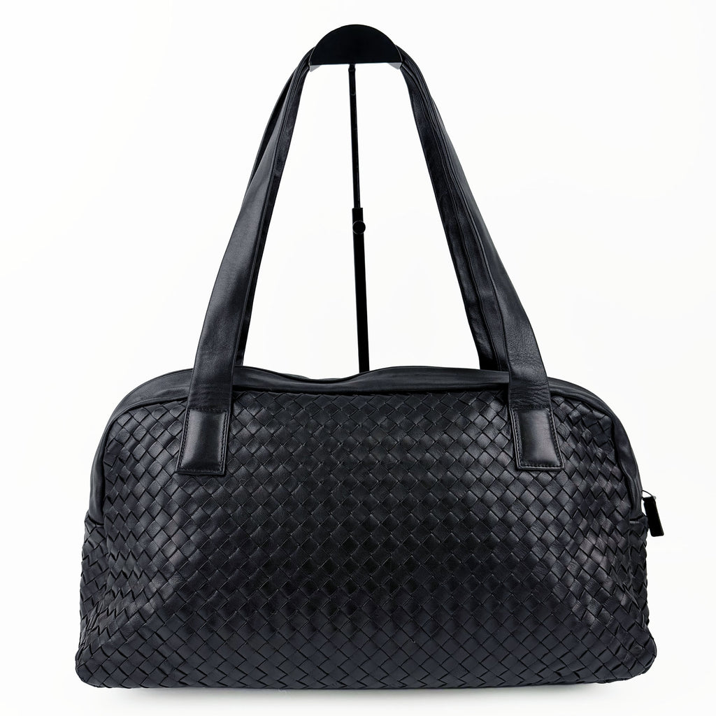 Bottega Veneta ボッテガヴェネタ イントレチャート トートバッグ ショルダーバッグ ブラック レザー ヴィンテージ レディース 【中古】
