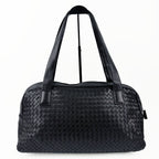Bottega Veneta ボッテガヴェネタ イントレチャート トートバッグ ショルダーバッグ ブラック レザー ヴィンテージ レディース 【中古】