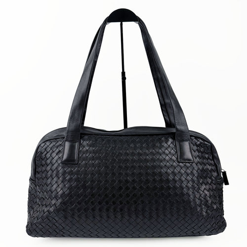 Bottega Veneta ボッテガヴェネタ イントレチャート トートバッグ ショルダーバッグ ブラック レザー ヴィンテージ レディース 【中古】