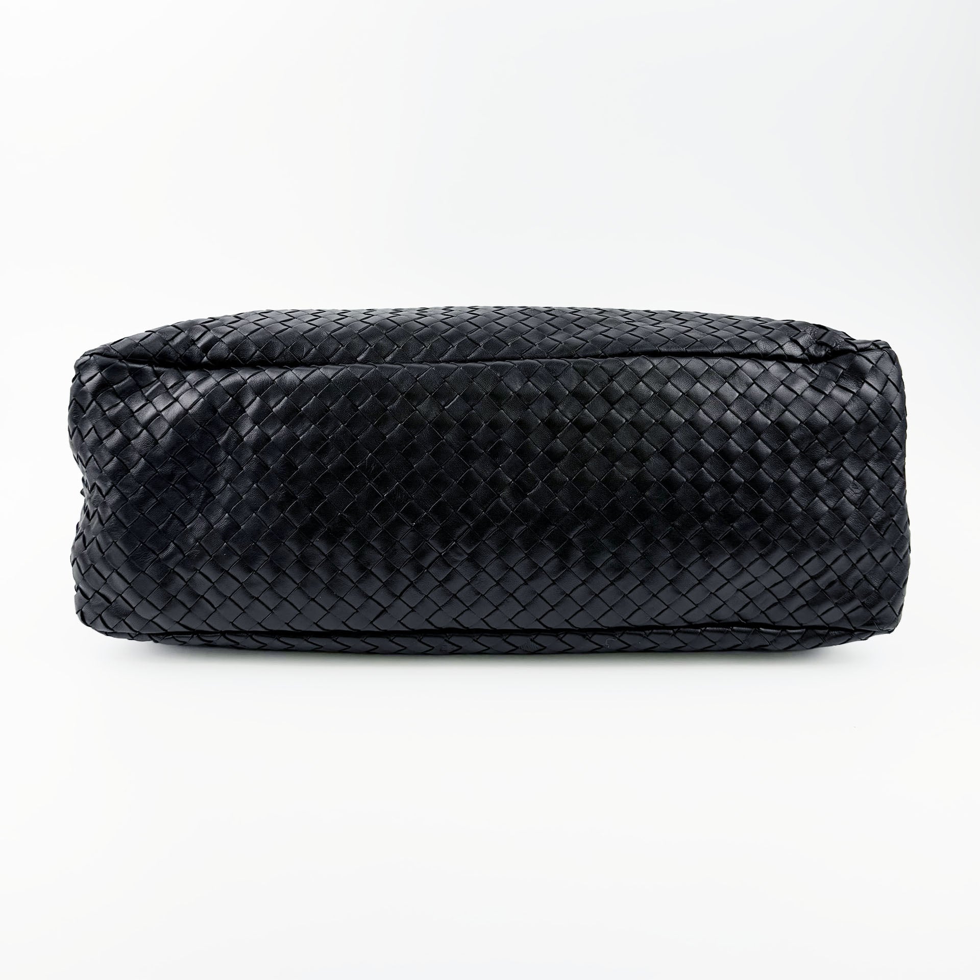 Bottega Veneta ボッテガヴェネタ イントレチャート トートバッグ ショルダーバッグ ブラック レザー ヴィンテージ レディース 【中古】