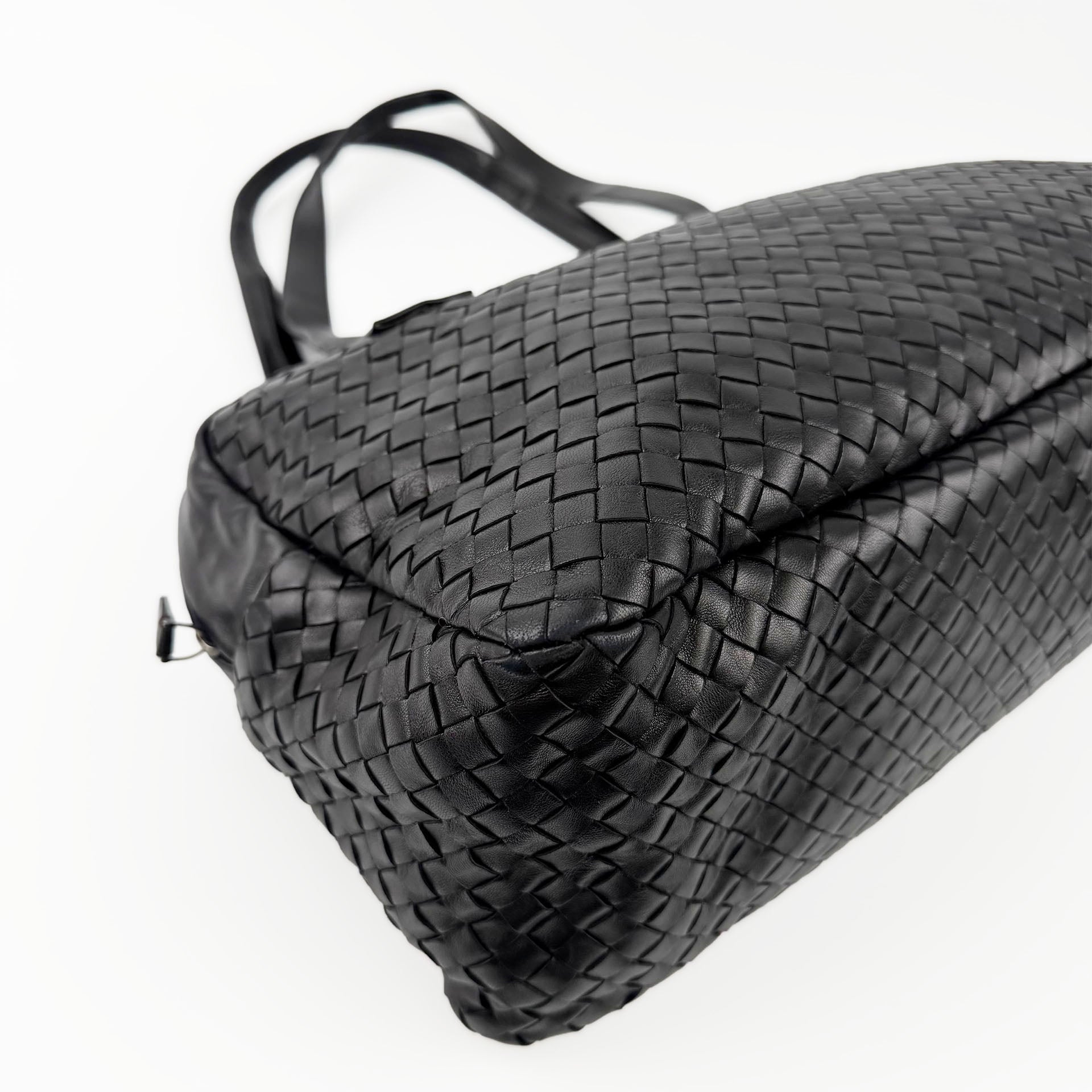 Bottega Veneta ボッテガヴェネタ イントレチャート トートバッグ ショルダーバッグ ブラック レザー ヴィンテージ レディース 【中古】